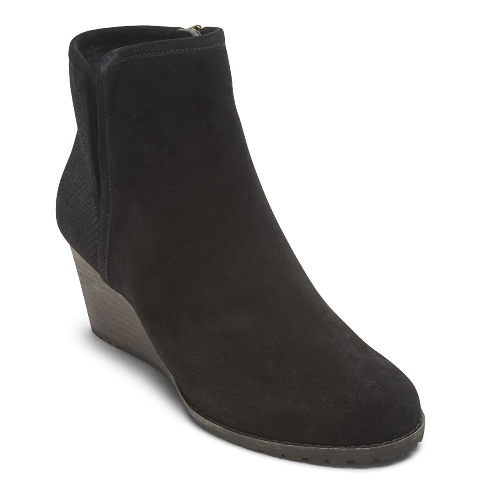 Rockport Singapore Womens Booties - Hollis V-Cut Black - VE9357240